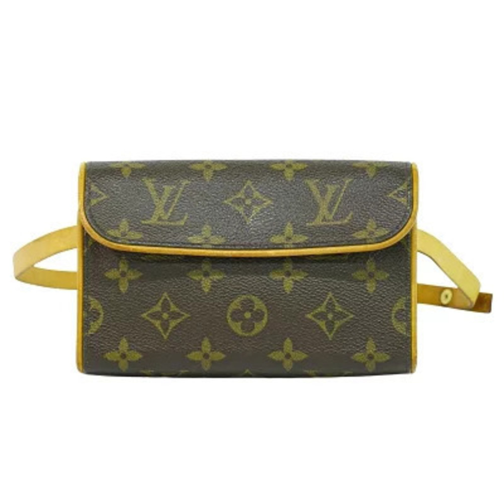 Louis Vuitton LV Florentine Monogram Pochette Waist Pouch Canvas Leather Brown